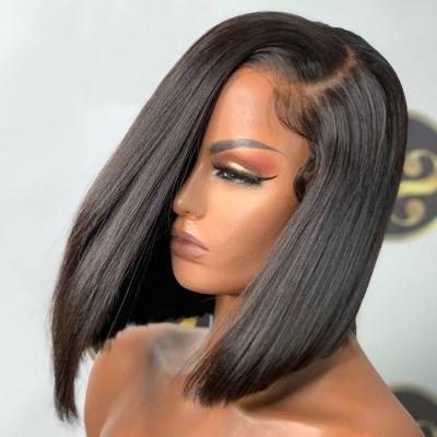 China Hot Sale Bone Bob Wigs Brazilian Human Hair Straight Body Wave Lace Front Wigs Full Lace Front Wigs Double Drawn Transparent HD for sale