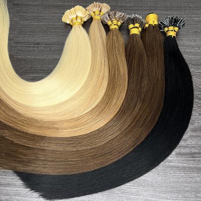 China Wholesale Full Cuticle Virgin 100% Human Hair Silky Straight Wavy Russian Hair Flat U Drawn Double I Tip Hair Extensions for sale