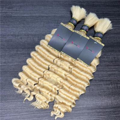 China Curly Curly Blonde Color Bulk Hair For Braiding ,Human Braiding Hair Volume No Weft Indian Virgin Human Remy Hair Extensions Bulk Bundle for sale