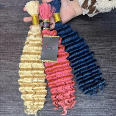 China Kinky Curly Ombre Braiding Hair Bulk No Weft Wholesale Brazilian 100% Human Remy Hair Extension Cuticle Aligned Color Water Wave for sale