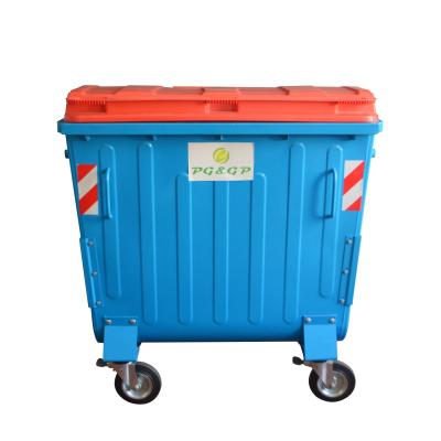 Κίνα Sustainable Factory Price 1100L Plastic Flat Lid Galvanized Steel Metal Waste Bin προς πώληση