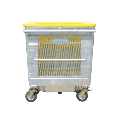 China Sustainable Factory Made Movable Galvanization 1100 L Outdoor Metal Cage Hot Dip Trash Can à venda