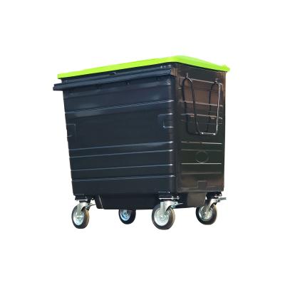 China Sustainable Special Price 1100 Liter Outdoor Metal Hot Dip Galvanized Steel Waste Bin Container for sale