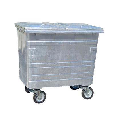 China Sustainable 660L Hot Dip Galvanized Steel Outdoor Public Street Large Metal Trash Container for sale