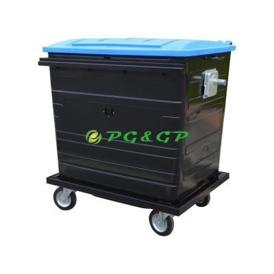 Κίνα Sustainable Industrial City Outside 1100 L Public Large Galvanized Steel Waste Garbage Container With Wheel προς πώληση