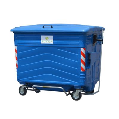 China Sustainable Custom Large Outdoor Commercial 1700l Mobile Galvanized Steel Metal Street Trash Storage Waste Bin Container à venda