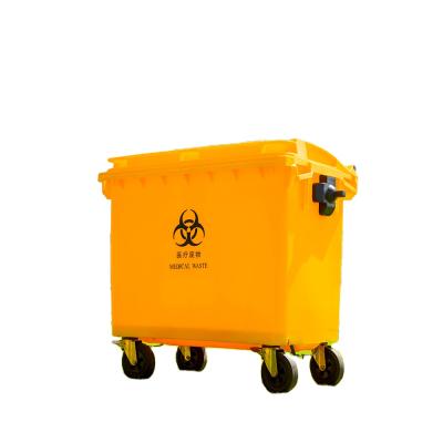 China 660L large trash cans/sustainable medical plastic trash cans/waste bins with wheels à venda