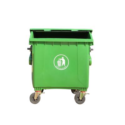 China Custom Outdoor Public Street Sustainable 1100 Liter Rolled Waste Container 1100 lt Urban Plastic Waste Container for sale