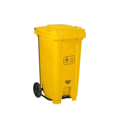 China Best Sustainable Price EN840 120l Plastic Pedal Medical Storage Bin With Wheel for sale