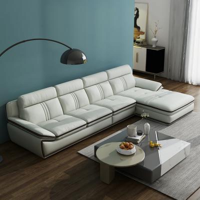 China Hot Selling Luxury Sofas L Shape Sofa Bed 9860 Leather Upholstered Living Room Sofa Set Furniture Fabric Sectional Sofa for sale