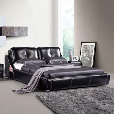 China (Others)Adjustable New Designs Modern PU Leather High Bed Beauty Bed Headboard With Soft Headboard Black Bed for sale