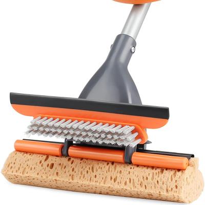 China VIPaoclean Water Absorption Strong Durable Adjustable Length Mop With Floor Brush And Squeegee for sale