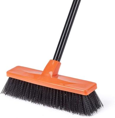 China Garden VIPaoclean Manufacturer Floor Soft Brush Long Hard Handle Push Plastic Broom for sale