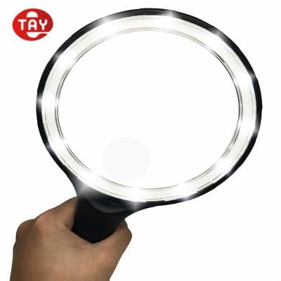 China Plastic Hand Held Magnifier Giant Magnifying Glass With LED Illumination for sale