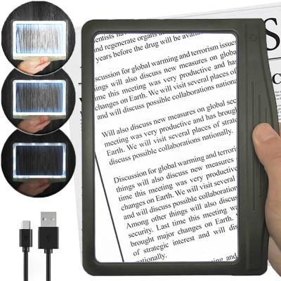 China Rechargeable Low Vision Aids Large Page 3X Rechargeable Magnifier with 12 LEDs for sale