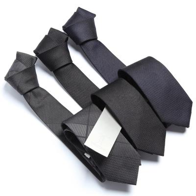 China 100% Classic Stitch Woven Jacquard Silk Mens Black Design Handmade Ties With Custom Tag for sale