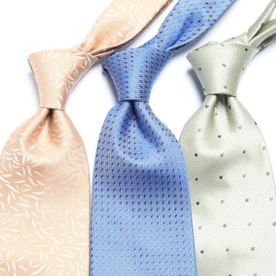 China 100% Handmade Luxury Design Dots Checked Floral Pattern Woven Jacquard Silk Men's Tie for sale