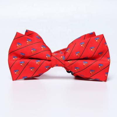 China Jacquard Custom Design Red Ground Digital Printing 100% 16mm Silk Tie Bow Tie Bespoke Handmade Bow Tie For Men for sale