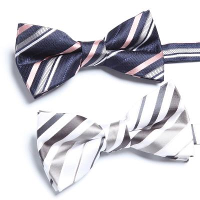 China Jacquard in Reversible Tie Men's Reversible New Design Cheap Jacquard Polyester Bow Tie Stripe Bow Ties For Man for sale