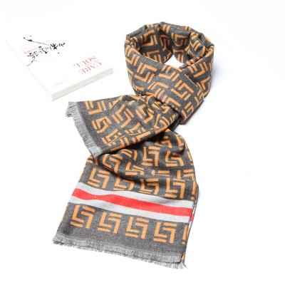 China Long Silk Jacquard Woven Touch Mens Fashion Viscous Scarf New Design Masculine Scarf Men for sale