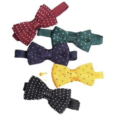 China Super quality nice striped adult nice colorful floral stripe floral pre-tied knitted men's bow ties for men for sale