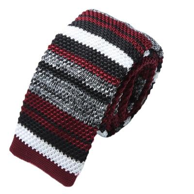 China Popular Wholesale Casual Stripe Polyester Decoration Neck Tie S37-S54 Design Skinny Knitted Neck Tie For Man for sale