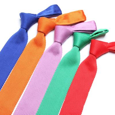 China Decoration Tie 27 Colors Plain In Solid Color Stock Single Polyester Knitted Tie For Men for sale