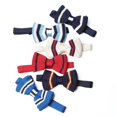 China Comfy Running Fast Delivery No MOQ High Quality Soft Touch Multi Colors Stripes Polyester Knitted Bow Ties For Man for sale