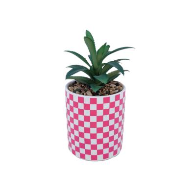 China Hotsale Mini Pink Indoor Outdoor Decoration Ceramic Plant Pots Garden Decor Home Artificial Succulent Plastic Ornament for sale