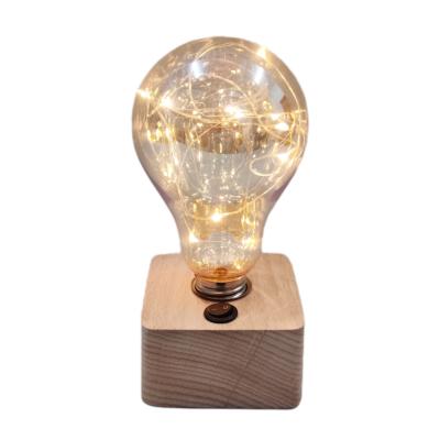 China Modern Hand Swollen Led Light Up Battery Lighting Table Lamp Home Decoration Wooden Low Glass Bedroom Decor for sale