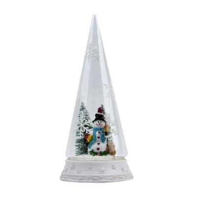 China Glass LED Lighted Hand Blown Glass Christmas Tree With Miniature Ornaments for sale