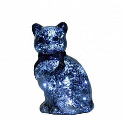 China China Customized Led Glass Halloween Decoration 2022 Black Cat for sale