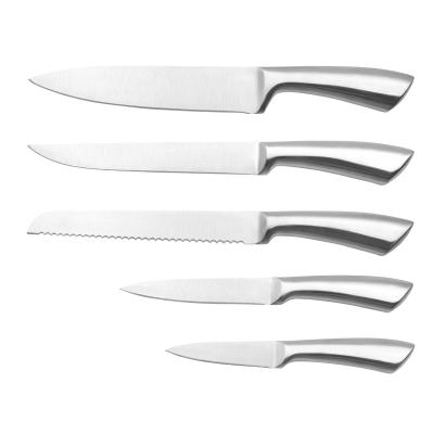 China Sustainable Yangjiang Knife 5 Pieces Stainless Steel Kitchen Knife Set With Hollow Handle for sale