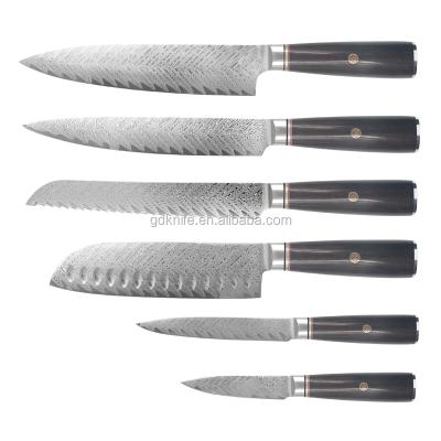 China New Arrival Viable Japanese VG-10 6 Pcs Damascus Steel Kitchen Knife for sale