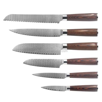 China Durable 6pcs Ultra Premium Ergonomic Design 67 Layer Damascus Knife Set for sale