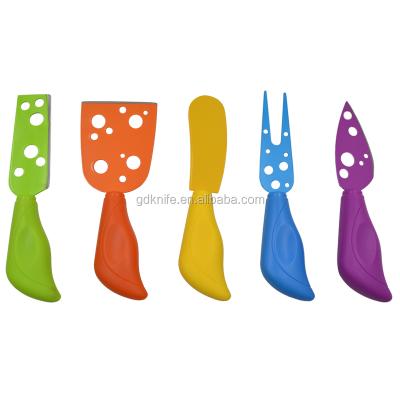 China Sustainable High Quality PP Handle Color Coating Non Stick Cheese Knife Set for sale