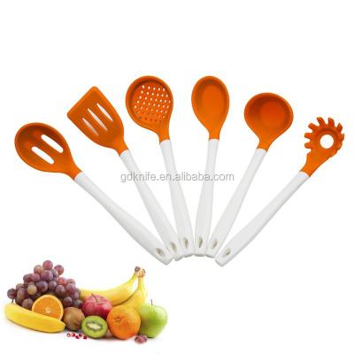 China Viable High Quality Plastic Handle 6pcs Color Kitchen Utensils, Silicone Kitchen Tools for sale