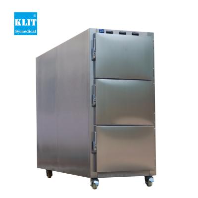 China 3 Drawers 201/304Stainless Steel Corpse Freezer 2 Corpse Mortuary Mortuary Refrigerator for sale