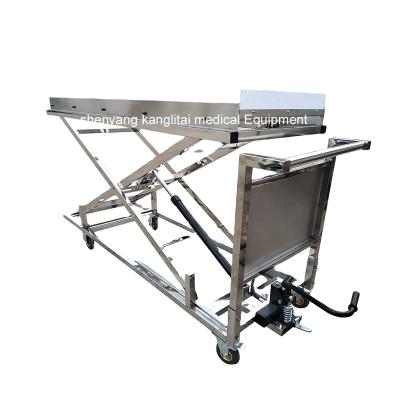 China American Manual Mortuary Funeral Body Equipment Transfer Hospital Style Cart Elevator Lift Cart for sale