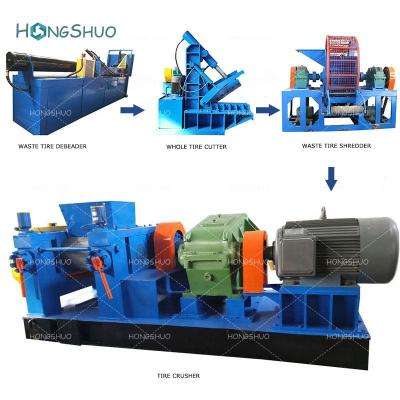 China Large Capacity Waste Tire Crushing Production Line Tire Shredder Plant Tire Recycle for sale