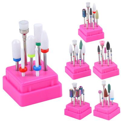 China Nail Tools Nail Art Ceramic Tungsten Steel Alloy Grinding Head Set Grinding Machine Grinding Brush Polishing Tool for sale