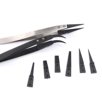 China Tweezers Rubber Replaceable Tip Repair Tip Electrostatic Tweezers Easy To Wear Exchange Tip Tweezers for sale