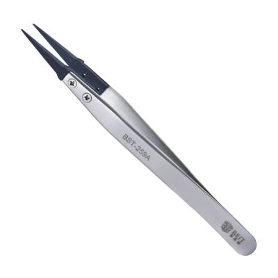 China Replaceable Stainless Steel ESD Plastic Slant Tweezers For Electronic Repair for sale