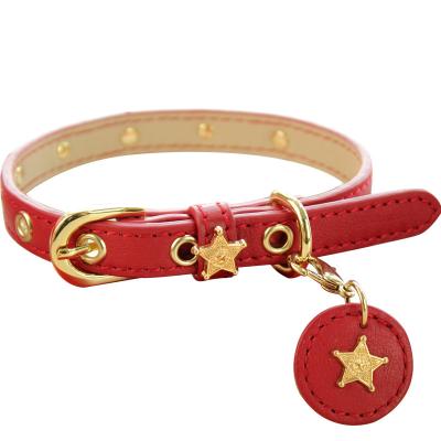 China 2021 OEM Custom Pet Accessories Red Leather Pet Collars Adjustable High Quality Pinch Choke for sale