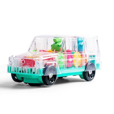 China Improve children's interests of the same speed car simulation model light music electric universal transparent children's toy educational transparent car for sale