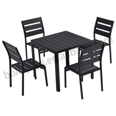 China Factory direct sales modern one Table and four chairs restaurant dining table and plastic wood chair set for sale