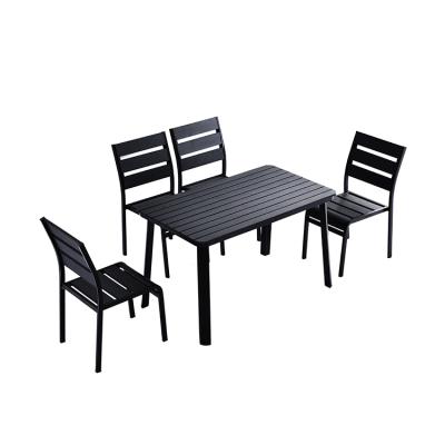 China Modern Hot Sale At Low Prices Plastic Restaurant Furniture Wooden Board Outdoor Garden Chairs And Table Set for sale