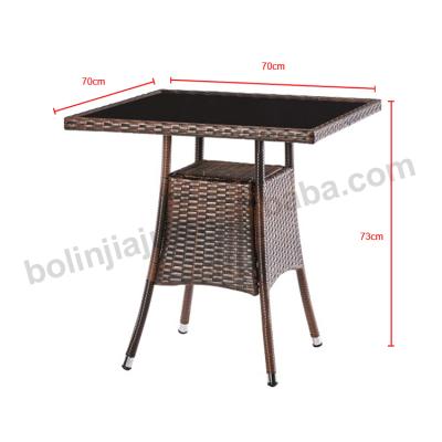 China Direct sales modern black tempered glass factory rattan coffee table rattan square table for sale