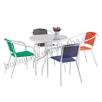 China Best Quality Pe Rattan Table and Chair Modern Garden Bistros Set Metal Outdoor Patio Furniture Set Rattan Chair for sale