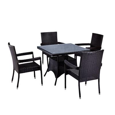 China Contemporary High Quality Plastic Rattan Table Outdoor Metal Garden Rattan Table for sale